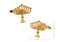 Cufflinks for Hanukkah; Gold Menorah Cufflinks shown as a pair with size dimensions 21 mm by 19 mm close up image