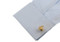 Gold Menorah Hanukkah Cufflinks displayed on a white dress shirt sleeve cuff close up image