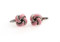 pink knot cufflinks shown as a pair side by side close up image