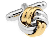 2 toned gold and silver knot cufflinks close up image