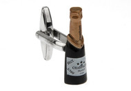 brut champagne bottle cuff-links close up image