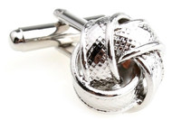 Silver celtic knot cufflinks close up image