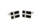 black enamel crystal cross cufflinks shown as a pair close up image