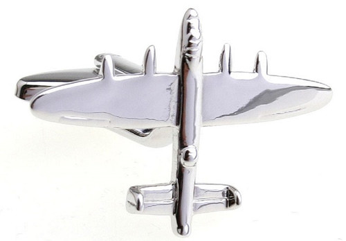 silver air plane bomber jet cufflinks close up image