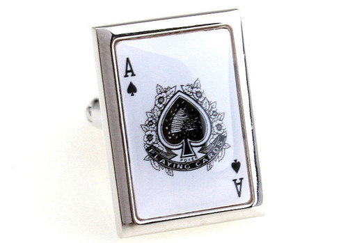 playing cards Ace of Spades cufflinks close up image