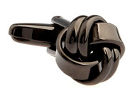 Gun metal black knot cufflinks close up image