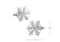 silver snowflake cufflinks with center crystal shown as a pair with size dimensions 22 mm by 20 mm close up image.