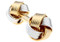 silver and gold knot cufflinks dual knot ends close up image