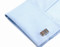 rectangle rainbow cufflinks displayed on a white dress shirt sleeve cuff close up image