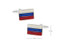 Flag of Russia cufflinks shown as a pair with size dimensions 15mm by 9mm close up image