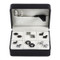 6 pairs wall street stock broker cufflinks gift set with collar tabs in presentation gift box close up image