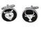black and silver bull and bear button cufflinks