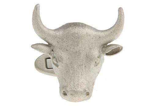 satin finish bull head cufflinks close up image
