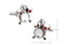 red enamel jazz drum set cufflinks shown as a pair with dimensions 17 mm by 20 mm close up image