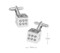 silver dice cufflinks shown as a pair with size dimensions 12 mm by 12 mm close up image