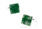 Green Main Board PC mother board cufflinks shown as a pair with size dimensions 18 mm by 18 mm close up image