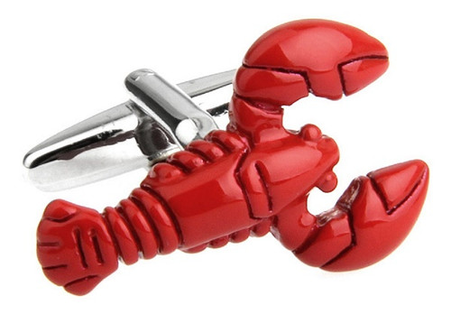 Red Lobster cufflinks close up image