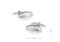 Silver football cufflinks shown as a pair with size dimensions 20 mm by 11 mm close up image