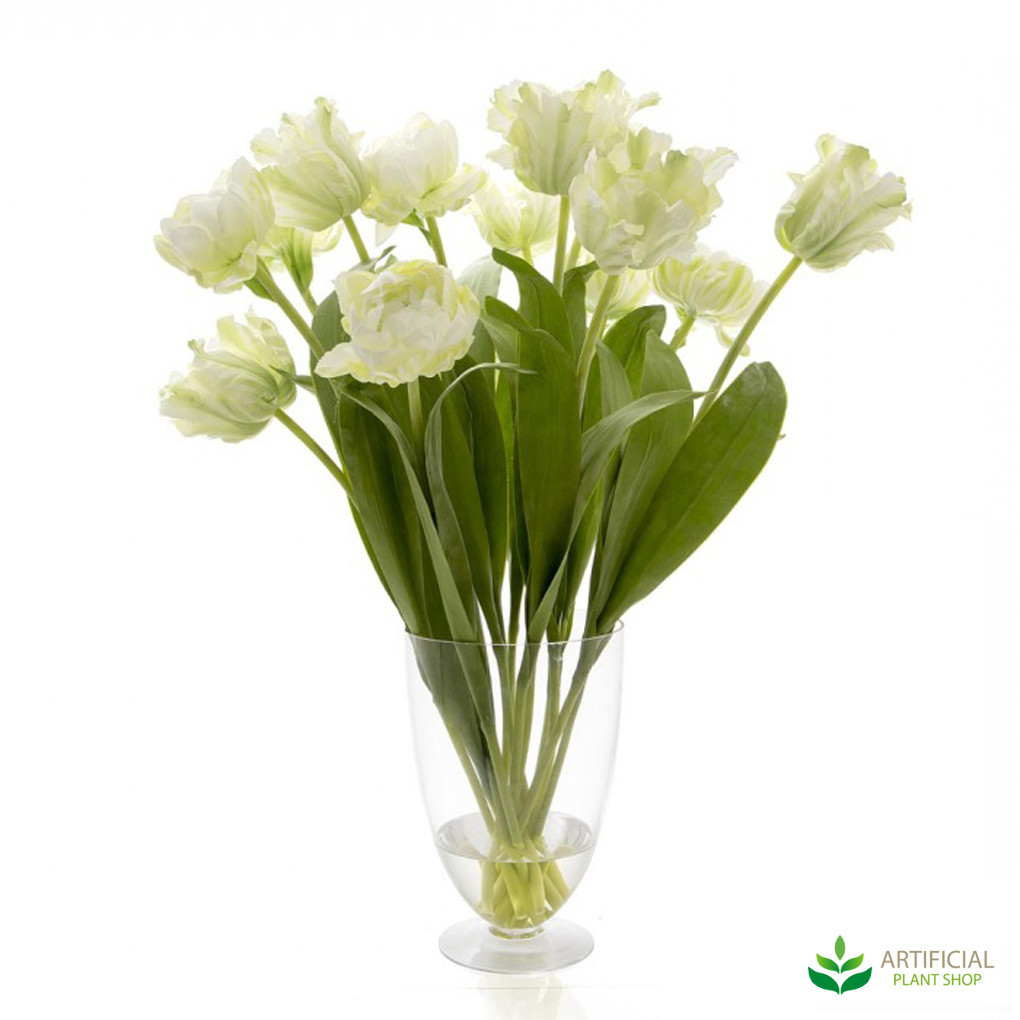 Download White Parrot Tulip in Glass Vase 75cm
