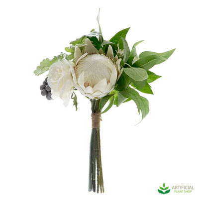 White Protea and Rose artificial flower bouquet