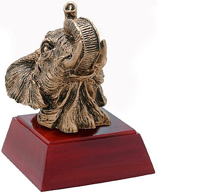 Elephant Mascot Sculptured Trophy | Engraved Elephant Award - 4 Inch Tall