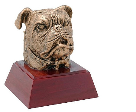 Bulldog Mascot Sculptured Trophy | Engraved Bulldog Award - 4 Inch Tall