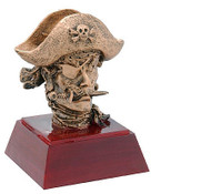 Pirate Mascot Sculptured Trophy | Engraved Buccaneer Award - 4" Tall