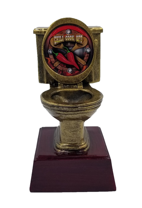 Chili Cook-Off Gold Toilet Bowl Trophy  | Engraved Golden Throne Chili Award - 6 Inch Tall