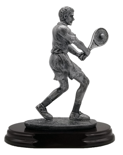 Tennis Player Trophy - Male | Engraved Tennis Player Award - 8 Inch Tall CLEARANCE 