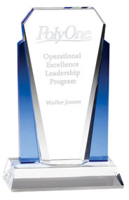 Crystal Royal Blue Award - Engraved Crystal Award - 7",  8.25" or 10"