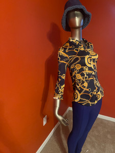 Navy with gold design