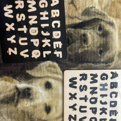 Laser engraved ABC puzzle made with wood or acrylic 
