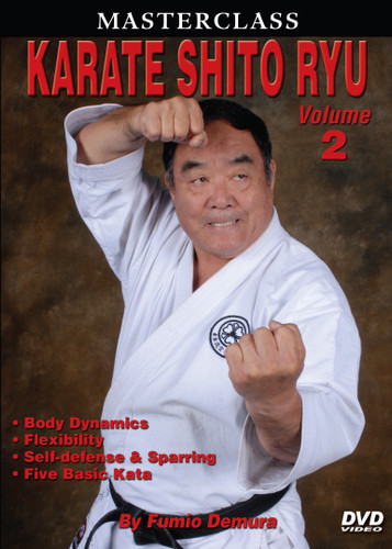 MASTERSCLASS SHITO RYU KARATE
“Black Belt Hall of Fame” member Fumio Demura is an expert on traditional weapons and considered one of the best karate instructors in the world. This series is Sensei Demura´s legacy in the art of Shito Ryu Karate-do. Volume 2 includes body dynamics, flexibility training, self-defense training, blocks, stances, striking, leg techniques, sparring and five kata. (Approx. 60 min.) 
