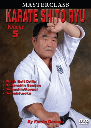 MASTERSCLASS SHITO RYU KARATE
Legendary “Black Belt Hall of Fame” member Fumio Demura is an expert on traditional weapons and considered one of the best karate instructors in the world. This series is Sensei Demura´s legacy in the art of Shito Ryu Karate-do. Volume 5 includes how to develop bigger, better and more powerful kicking techniques; black-belt-level drills; self-defense techniques; and kata (naifanchin san dan, seienshin, aoyagi [men’s version], aoyagi [women’s version], seipai and juroku). (Approx. 60 min.) 
