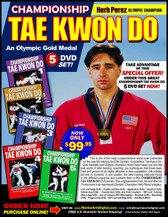 This is one of the most comprehensive works ever presented on the specific training for Elite Olympic Competition Tae Kwon Do. Gold medalist and Olympic champion, Herb Perez, takes you into the real world of elite training, teaching you techniques that have been tried and proved to be highly effective in real competition.  His studies led him to combine - in one system - the best training methods found in the different countries and combine them in this “Championship Tae kwon Do” Series. This original “Ancient Warrior Production” series represents Olympic Champion, Herb Perez´s legacy.

Line drills and Hogu drills
Paddle and box drills 
Application drills and situation drills
Follow-step drills
Counter-kick drills and kick counters
RIPcord training drills
Heavy-bag drills
Use of Century TKD Wavemaster 
Reaction drills
Bounding drills
Progression drills 
