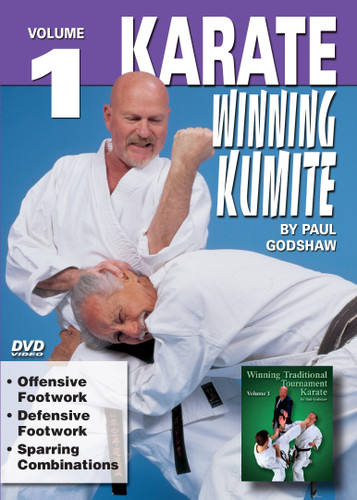 KARATE - WINNING KUMITE  
By Paul Godshaw
Shihan Paul Godshaw, Chief Instructor and Sensei of the Mission Viejo Branch of the “Japan Karate-Do Federation”, has one of the most impressive backgrounds of Karate-do in the United States.Mr. Paul Godshaw started training in 1965 with Sensei Dan Ivan and Sensei Fumio Demura. Under their tutelage, he had earned a Yon-Dan (4th Dan) Black Belt. And, by strict examination of the Masters of the “International Martial Arts Federation” (IMAF), Mr. Godshaw has also been awarded a Hachi-dan (8th Dan Black Belt in Karate-Do).In this Series, he takes us beyond the theory and into the real world of “karate kumite” to teach techniques that have been tried and proven in sport situations. This series represents one of the finest and more comprehensive works ever presented on this subject. 

 VOLUME 1 
Offensive Footwork
Defensive Footwork
Sparring Combinations