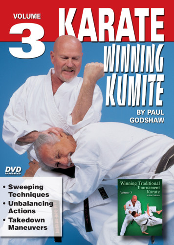 WINNING KUMITE  
By Paul Godshaw
Mr. Paul Godshaw started training in 1965 with Sensei Dan Ivan and Sensei Fumio Demura. Under their tutelage, he had earned a Yon-Dan (4th Dan) Black Belt. And, by strict examination of the Masters of the “International Martial Arts Federation” (IMAF), Mr. Godshaw has also been awarded a Hachi-dan (8th Dan Black Belt in Karate-Do). In this Series, he takes us beyond the theory and into the real world of “karate kumite” to teach techniques that have been tried and proven in sport situations. This series represents one of the finest and more comprehensive works ever presented on this subject. 

VOLUME 3 
Sweeping Techniques  
Unbalancing Actions
Takedown Maneuvers
