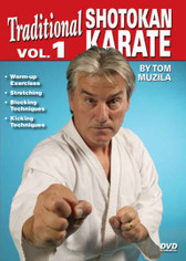 SHOTOKAN KARATE Volume 1
by Tom Muzila
One of the world’s leading contemporary disciples of Gichin Funakoshi’s Okinawan shotokan karate is Sensei Tsutomu Ohshima sensei, whose headquarters are located in Southern California. In this five-part series, Tom Muzila—a direct pupil of Mr. Ohshima—presents the techniques, forms and strategies that make shotokan karate such an effective combat art. Already well-known for his incredible physical/mental stamina and endurance records, He is currently an instructor/adviser to law-enforcement officers and the military in tactics, weapons and defense, making him the ideal instructor for this superior instructional video series.

Volume 1:  covers warm-up exercises, stretching, blocking and kicking.
(Approx. 54 min.)