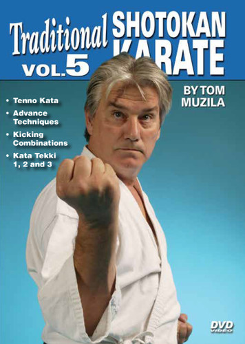 SHOTOKAN KARATE Volume 5
 by Tom Muzila
One of the world’s leading contemporary disciples of Gichin Funakoshi’s Okinawan shotokan karate is Sensei Tsutomu Ohshima sensei, whose headquarters are located in Southern California. In this five-part series, Tom Muzila—a direct pupil of Mr. Ohshima—presents the techniques, forms and strategies that make shotokan karate such an effective combat art. Already well-known for his incredible physical/mental stamina and endurance records, He is currently an instructor/adviser to law-enforcement officers and the military in tactics, weapons and defense, making him the ideal instructor for this superior instructional video series.

Volume 5 covers tenno kata, advance techniques, kicking combinations and kata tekki 1, 2 and 3.
(Approx. 49 min.)

 