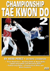 CHAMPIONSHIP TAE KWON DO  Volume 2
Advanced Sparring 
by Herb Perez

This is one of the most comprehensive works ever presented on the specific training for Elite Olympic Competition Tae Kwon Do. Gold medalist and Olympic champion, Herb Perez, takes you into the real world of elite training, teaching you techniques that have been tried and proved to be highly effective in real competition. 
His studies led him to combine - in one system - the best training methods found in the different countries and combine them in this “Championship Tae kwon Do” Series. 

Volume 2: More warm-up exercises and floor stretches, kicking drills, hogu drills, application drills and situation drills. Also covers follow-step drills, paddle drills, counter-kick drills and kick counters. (Approx. 60 min.) 
