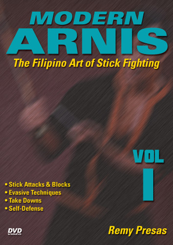 MODERN ARNIS Volume 1 
The Filipino Art of Stick Fighting 
by Remy Presas

This is one of the finest and most comprehensive works ever presented on the Filipino art of Stick Fighting known as “Modern Arnis”. Grandmaster Remy Presas takes you beyond the theory and into the real world of practical Arnis, teaching you techniques that have been tried and proved to be highly effective in real-life situations. He was one of the most relevant Arnis-Eskrima-Kali masters around the world and one of the premier stick fighters. His studies led him to combine - in one system - the best combat methods found in the different local fighting styles from the Philippines islands and named it “Modern Arnis”. This original “Ancient Warrior Production” series represents Grandmaster Presas´ classic Filipino Martial Arts legacy.

Volume 1 includes stick attacks, blocking methods, evasive techniques, takedowns and unarmed self-defense techniques. (Approx. 50 min.) 