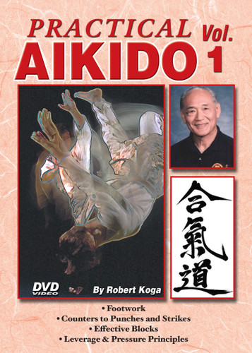 PRACTICAL AIKIDO Volume 1 
by Robert Koga
This is one of the finest and most comprehensive works ever presented on Aikido. Sensei Robert Koga (former premier law-enforcement instructor for the Los Angeles Police Department and consultant for countless other agencies in the United States and around the world) takes you beyond the theory and into the real world of practical Aikido to teach techniques that have been tried and proved in real-life situations.

Volume 1 includes proper footwork, counters to punches and strikes, effective blocks, leverage, pressure and much more. (Approx. 53 min.) 