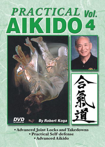 PRACTICAL AIKIDO Volume 4 
by Robert Koga
This is one of the finest and most comprehensive works ever presented on Aikido. Sensei Robert Koga (former premier law-enforcement instructor for the Los Angeles Police Department and consultant for countless other agencies in the United States and around the world) takes you beyond the theory and into the real world of practical Aikido to teach techniques that have been tried and proved in real-life situations.

Volume 4 includes advanced joint locks and takedowns, more practical techniques for self-defense, as well as unique and effective Aikido for the more advanced student. (Approx. 55 min.)