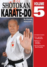 Shotokan Karate Volume 5 
by Kiyoshi Yamazaki
Chief International Instructor, Japan Karate Do Ryobu-Kai, Kiyoshi Yamazaki sensei —an eight-degree black belt from Ryobukai (Japan Karate Federation) and a ninth-degree Shindo Jinen Ryu—teaches you kata and sparring techniques from beginning through black-belt ranks. His own teacher, Yasuhiro Konishi, learned this style directly from Okinawan masters Funakoshi (shotokan) Mabuni (shito-ryu), Miyagi (goju-ryu) and Choki Motobu. This series includes: warm-ups, strikes and kicks, stances and footwork, black-belt kata, defenses, distance, timing, power and speed training, self-defense techniques, and much more. (Approx. 60 min, each DVD)

Free-sparring combinations
Defense vs. multiple attackers
Advanced Sanchin Kata training