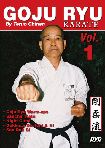 GOJU RYU KARATE Volume 1
by Teruo Chinen
In this series, Sensei Teruo Chinen - a direct disciple of Goju Ryu karate founder Chojun Miyagi and also student of legendary Eiichi Miyazato Sensei at the “Jundokan” dojo, teaches the 12 Goju Ryu kata as well as special exercises and techniques seldom seen outside of Okinawa. In this classic and original “Ancient Warrior Productions” series comprised of 5 DVD, the legendary Karate master, Sensei Teruo Chinen unveils the secrets, principles and techniques of the Okinawa Goju Ryu style of Karate-do.

Volume 1 features Goju Ryu warm-ups, Sanchin kata, Nigiri Gami, Gekkisai Dai Ichi kata, Gekkisai Dai Ni kata and San Dan Gi. (Approx. 60 min.)