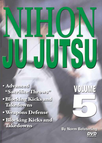 NIHON JU JUTSU Volume 5
By Norm Belsterling 
Volume 5 includes highest-level jujutsu techniques--advanced "sacrifice throws", blocking kicks and takedowns, counters to surprise attacks, weapons defense--as well as a review of the lower-level techniques.