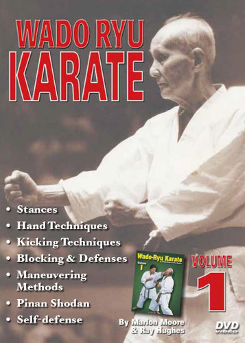 WADO RYU KARATE SPECIAL 5 DVD SET
By Marlon Moore & Ray Hughes
Volume 1 features warm-ups, a strong foundation, stances, hand techniques, kicking techniques, blocking, fluid basics, learning to maneuver, kata (pre-kata, pinan shodan), and self-defense techniques. 
Volume 2 features review and warm-ups, higher basics, more stances, hand techniques, kicking and blocking, improving footwork, kata (pinan nidan and bunkai, pinan sandan and bunkai), sparring, and self-defense techniques. 
Volume 3 features strikes and kicks, advanced fighting maneuvers, kata (pinan yondan and bunkai, pinan godan and bunkai), kihon kumite (sparring fundamentals), free fighting, and self-defense techniques. 
Volume 4 features advanced review, strikes and kicks, advanced footwork and maneuvers, kata (naihanchi and bunkai, kushanku and bunkai), kihon kumite (sparring techniques), free fighting, and self-defense techniques. 
Volume 5 features black-belt-level training, combination fighting strikes and positions, kicks, kata (seishan and bunkai, chinto and bunkai), ways to improve your speed and power, free-fighting techniques, and self-defense techniques.