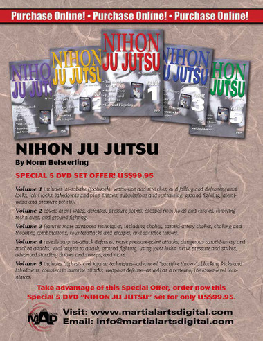 In this original 5 DVD series filmed and produced by “Ancient Warrior Productions”, Sensei Norm Belsterling  teaches the intricate aspects of the traditional Japanese Nihon Ju Jutsu system. This series takes you beyond the theory and into the real world of practical Ju Jutsu to teach techniques that have been tried and proved in real-life situations.