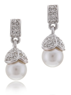 Crystal Pearl Drop Earrings  | Earrings