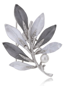 Crystal & Pearl Floral Brooch  | Brooches